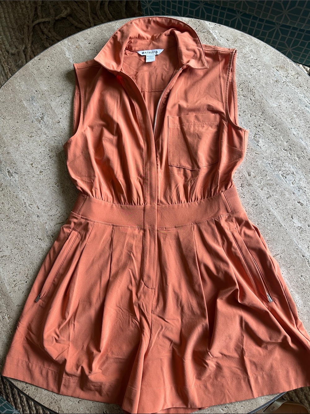 Athleta Brooklyn Romper in Sunbaked Clay Orange size 4 Petite